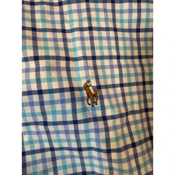🤑Ralph Lauren Mens🚨4XLT Plaid Button Down Shirt Blue Teal Long Sleeve $110